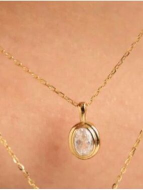 NWOT - Fedoma Gold Pendant Necklace with Clear Stone - Women Jewelry